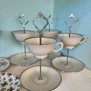 Repurposed Lenox Teacup Jewelry Tray / Vintage Tiered Stand